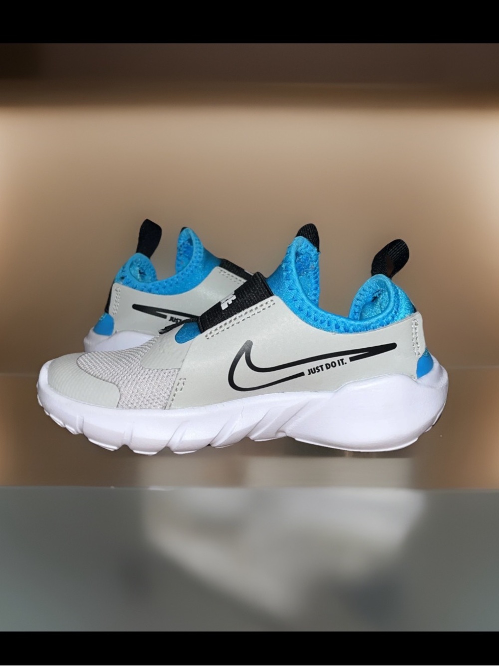 Nike FLEX RUNNER 2 PS 'LIGHT IRON ORE BLUE LIGHTNING' Lace Free Booty Style